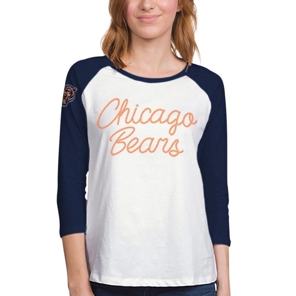 Junk Food | Women's NFL Chicago Bears Raglan 3/4 Sleeve Tee Size Large - Picture 1 of 7